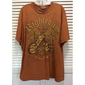 National Heritage Graphic Logo T-Shirt Size XL Biker Motorcycle Righteous Rebels